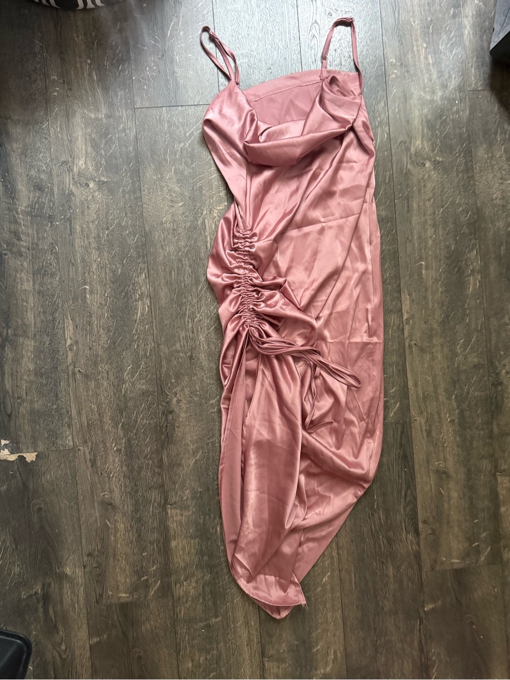 Women’s Ruched Satin dress- Dusty Rose